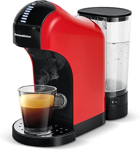 Miniatura 1 de Dolce Gusto - Cafetera Bonsenkitchen 3 en 1 mini máquina de cápsulas compatible con Nespresso Dolce Gusto y café molido apagado automático y función