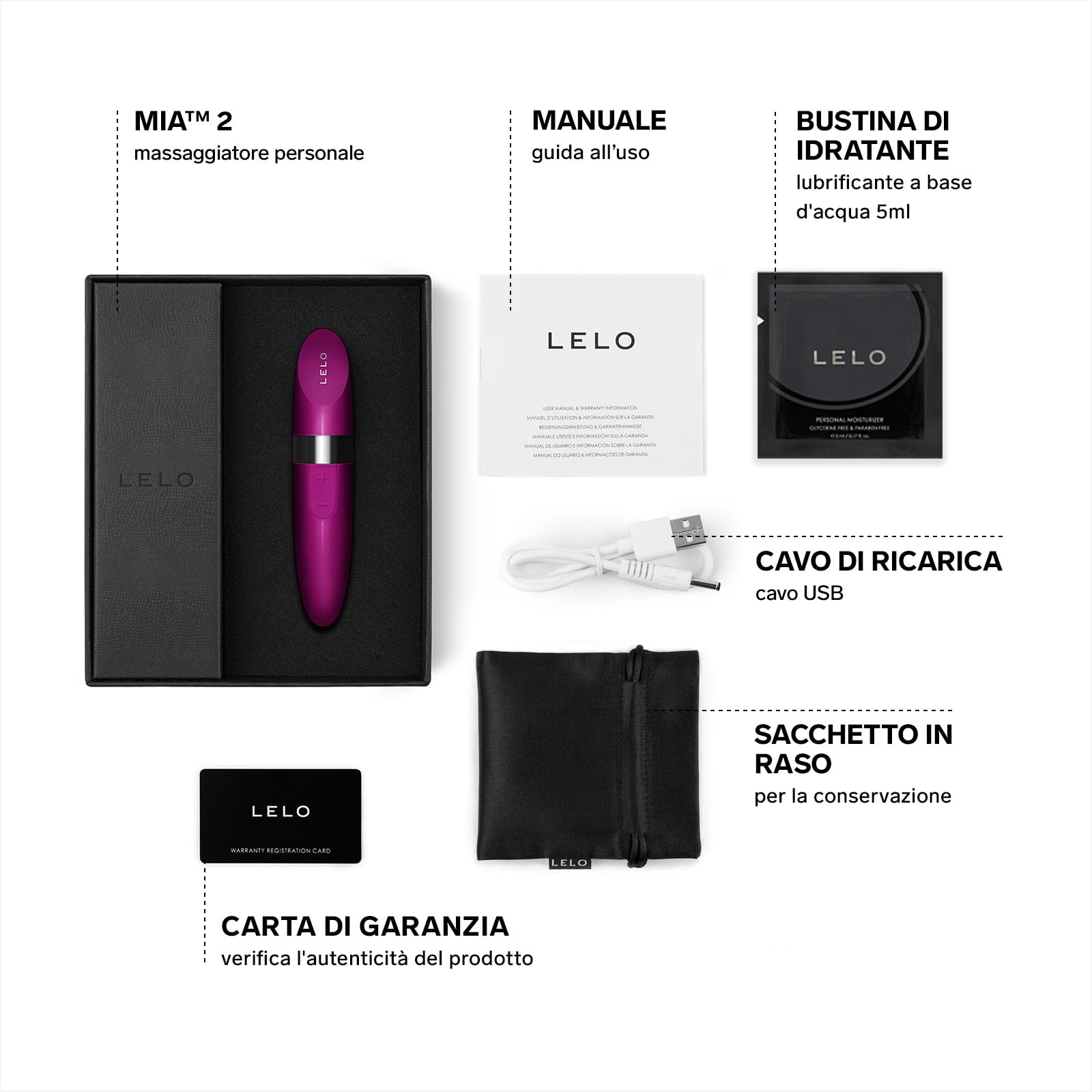 LELO MIA 2, Deep Rose Massaggiatore per Donna a Forma di Rossetto, Mini Vibratore Portatile Segreto da Donna con USB, Vibratori Clitoride Donna, Vibratori Donna