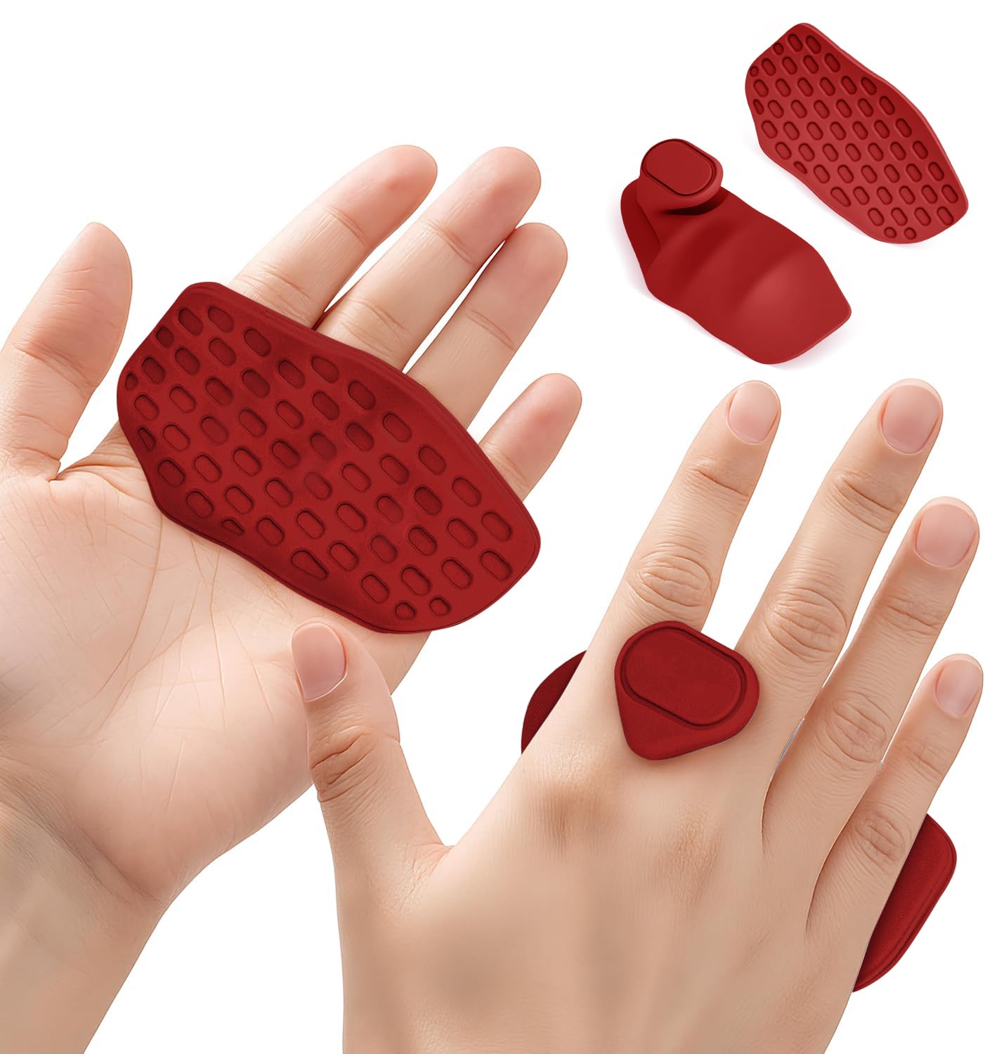 Non-slip workout grips,gym grips,weightlifting pads,ergonomics weightlifting gloves for men women deadlift,fitness training and exercise,gym grips pads for palm protection (Red)