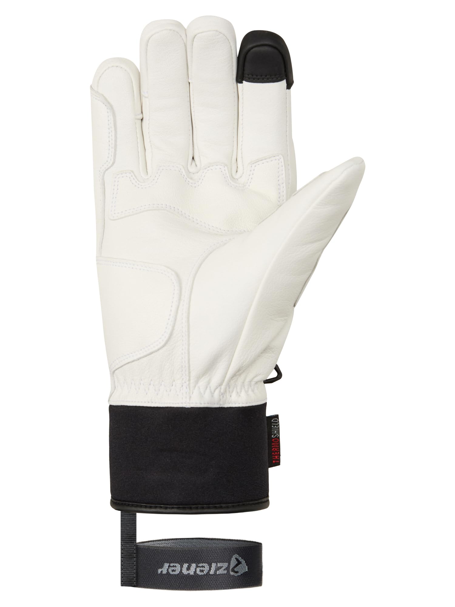 Ziener Guanti da sci GALF-Z da uomo/sport invernali | Primaloft, pelle, touch, bianco, 9,5