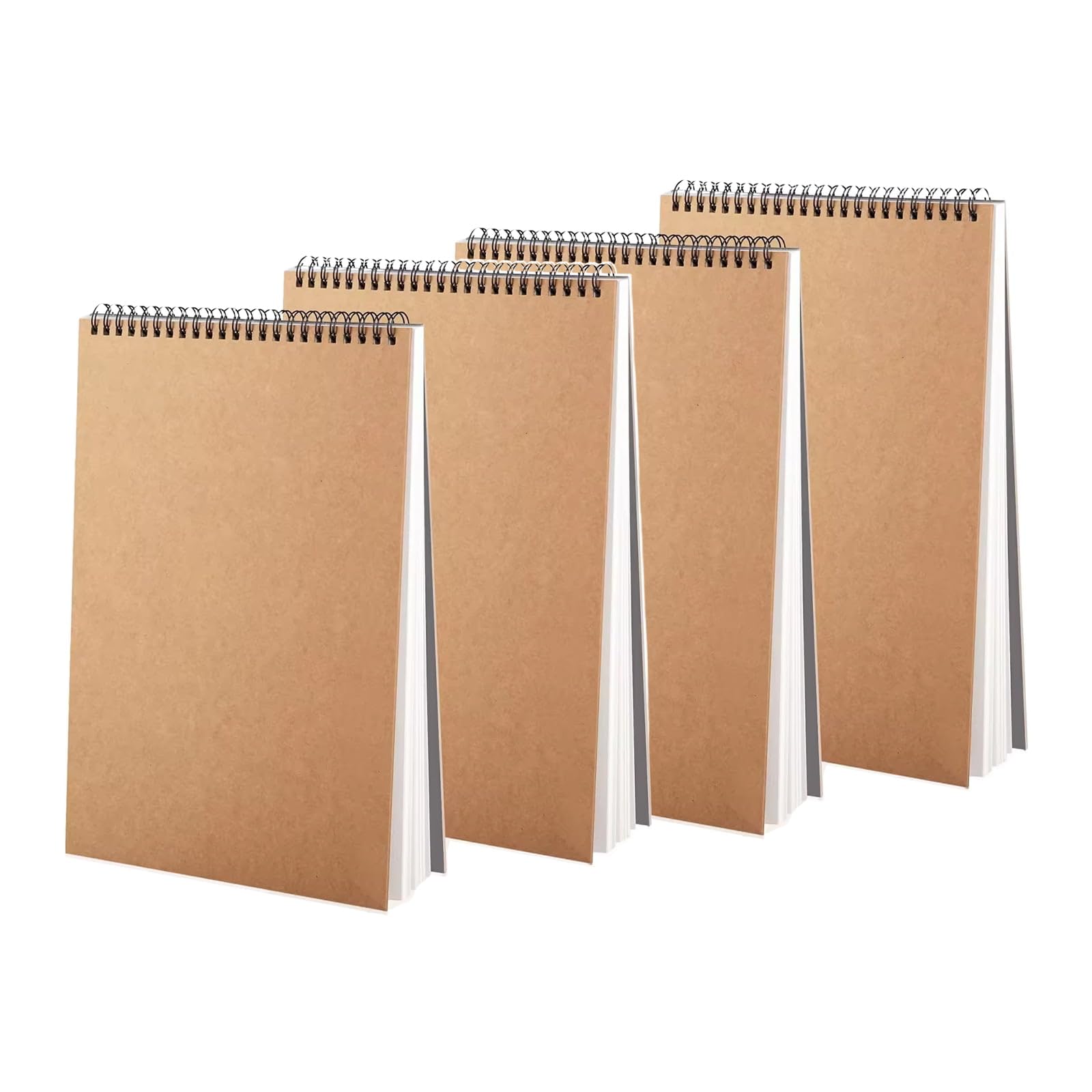 Eidoct Brown 4Pack A4 Sketch Books Spiral Bound Hardback Sketch Pad, Drawing Book Spiral Bound, Durable Acid Free Sketchbook For Painting, Memos, Graffiti And Artist Sketch Pad