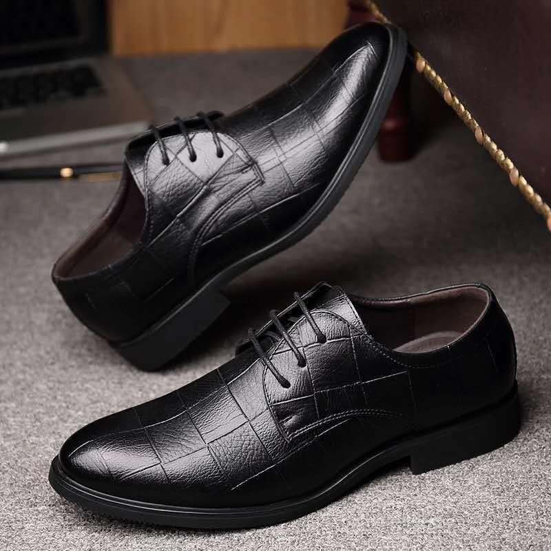 Shoes Dress Oxford for Men Lace Up Round Toe Plaid PU Leather Derby Shoes Slip Resistant Rubber Sole Anti-Slip Block Heel Low Top Business4