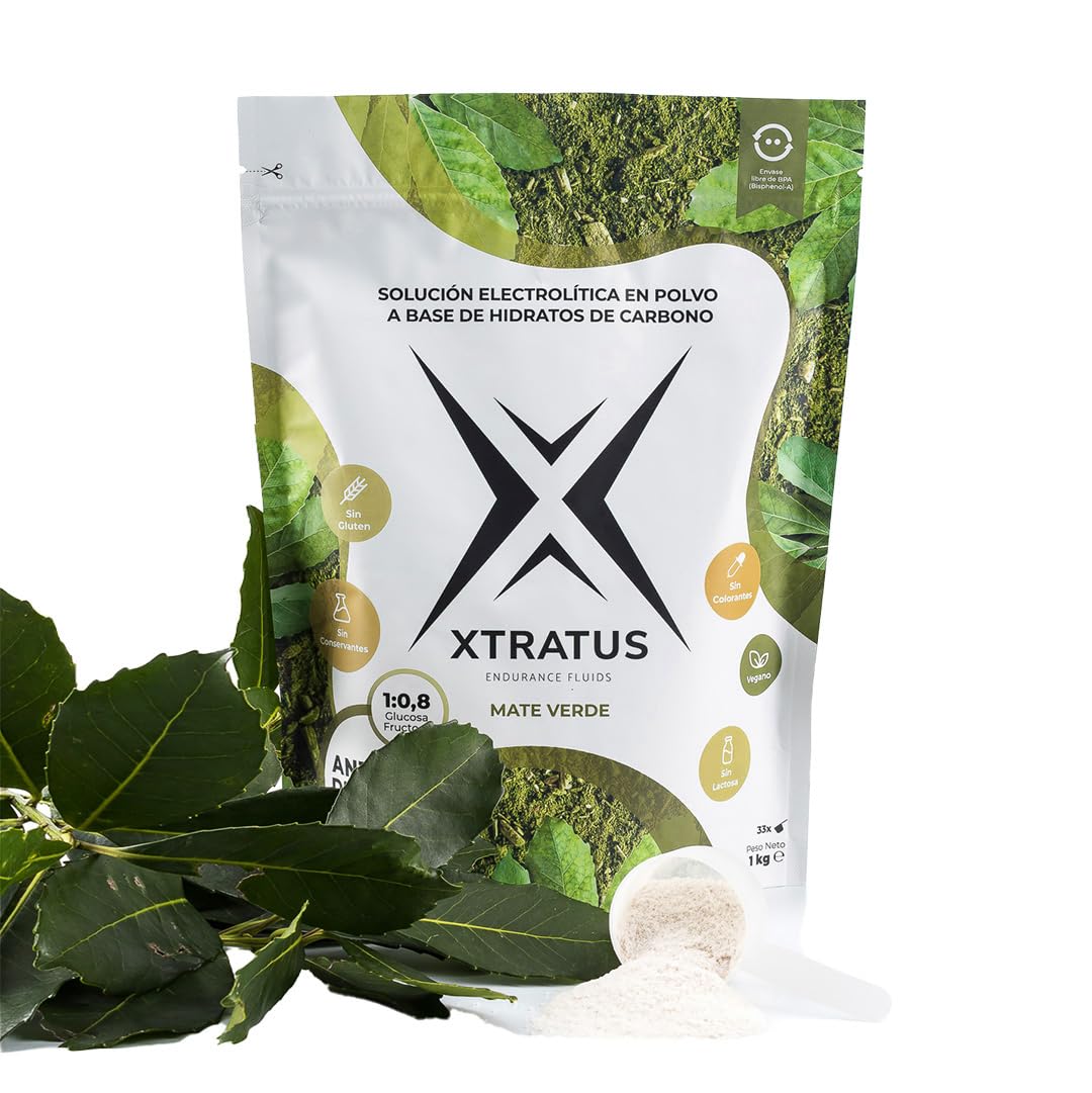 Bebida Deportiva En Polvo Con Cafeina Natural De Mate Verde Con Carbohidratos Mezcla 1-0'8 Y Electrolitos Para Hidratacion Y Rendimiento Deportivo 1Kg XTRATUS