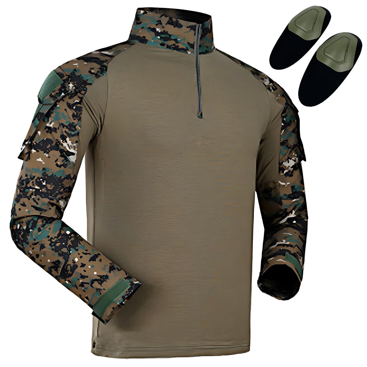 Tactical Hunting Military Long Sleeve Shirt with Elbow Pads Camo Multicam MC