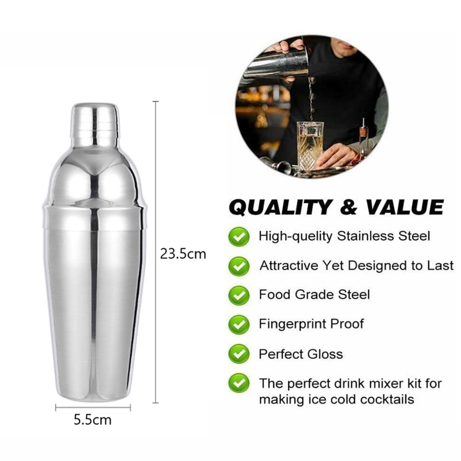 Genérico Set De Coctelería De Acero Inoxidable, 750 Ml con Base, Utensilios para Mezclar Cócteles, Ahorra Tiempo Y Es A Prueba De Fugas, Ideal para Guardar En Casa O En Fiestas