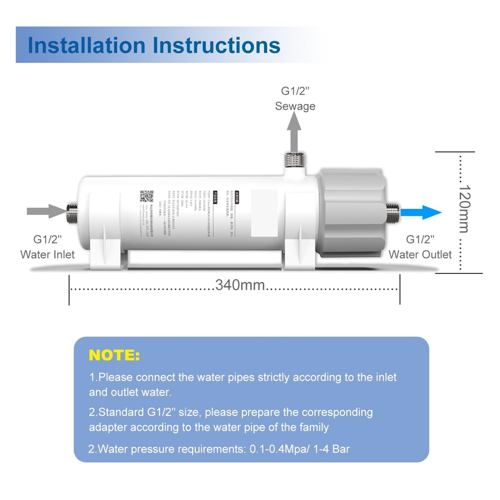 sistema de filtro de agua, purificador de filtro agua por ultrafiltración PVDF 0,01 μm for reducción bacteriana, membrana UF lavable, potable