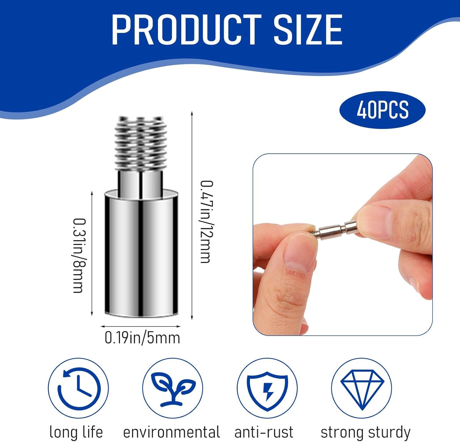 40Pcs Scrapbook Extension Posts Album Accessories Extension Post Replacement Extension Screws Posts for Binding Extending Scrapbook Photo Album Refill Pages 5×12mm