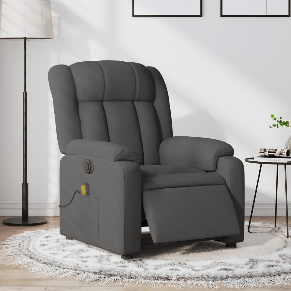 Willood Sillón Relax Reclinable Sillón Reclinable de Masaje Eléctrico, Silla con Respaldo, Sillón Orejero Ajustable, Asiento para Personas Mayores, Tela Gris Oscuro