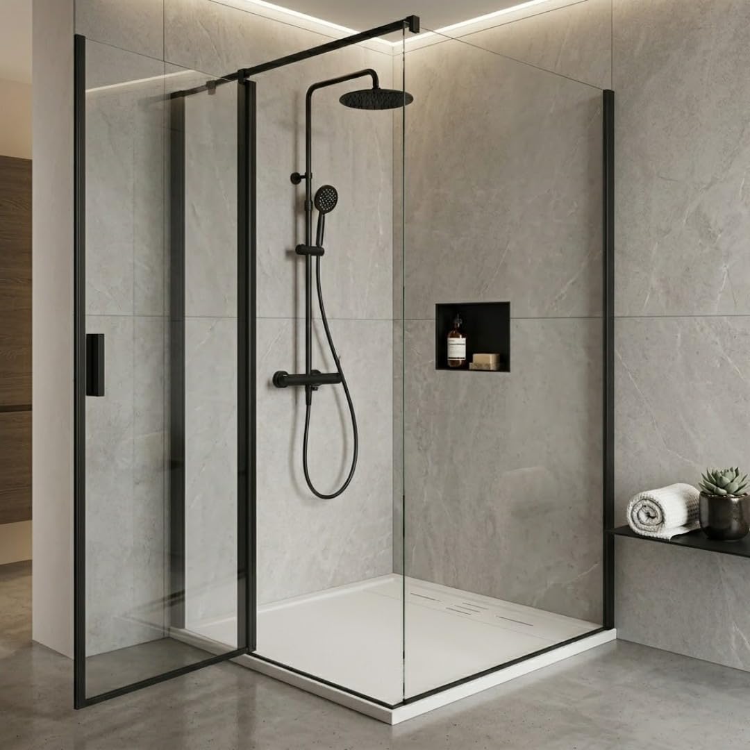 Essebagno Receveur Résine 90 x 90 Façon Ardoise Blanc