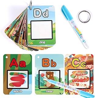 Water Coloring Books for Toddlers, Aqua Painting Book for 18+ Months, Magic Paint Set for 2 3 4 5 Years Old, Alphabet Flash Cards ABC Learning, Road Trip/Airplane Travel/Car Activities Essentials Kids