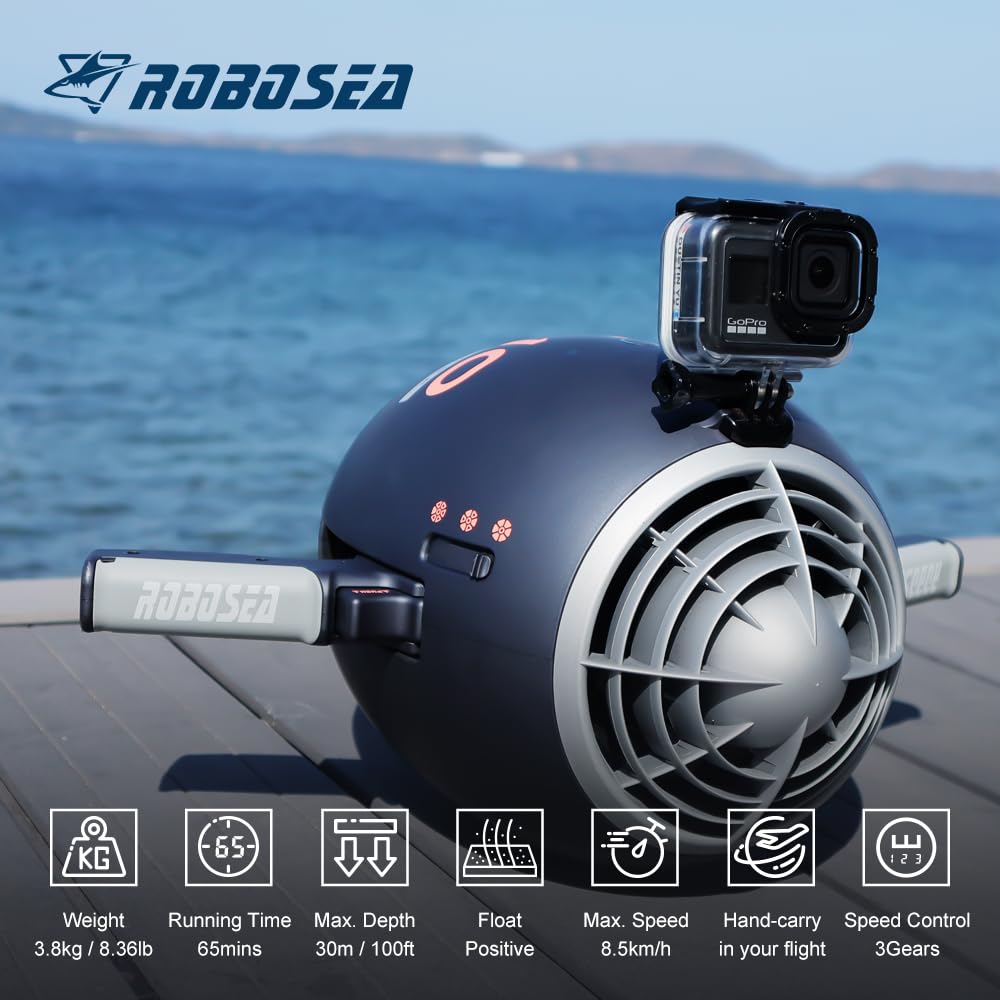 Camolech ROBOSEA Warp10 Sea Scooter 630W Sous-Marin 148wh Patinete subacuático, tabla de surf de buceo de 65 minutos para deportes acuáticos piscina