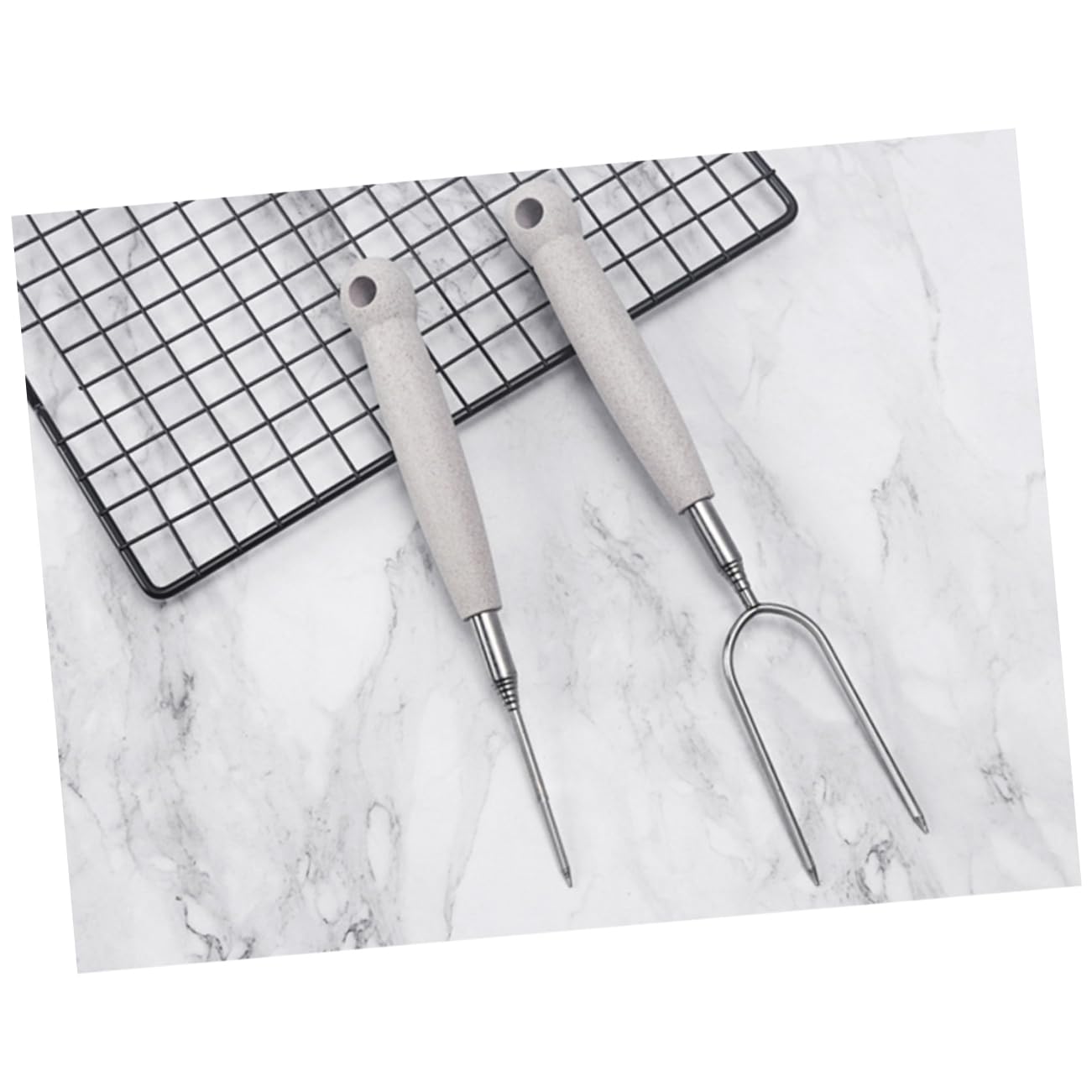 Toyvian 3 Set Forchette Da Barbecue Inossidabile Forchette Portatili Per Grigliate Inclusa Per Famiglia 2 Pezzi*3