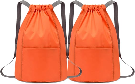 2PCS Drawstring Backpack, Waterproof Gym Travel Yoga Bags