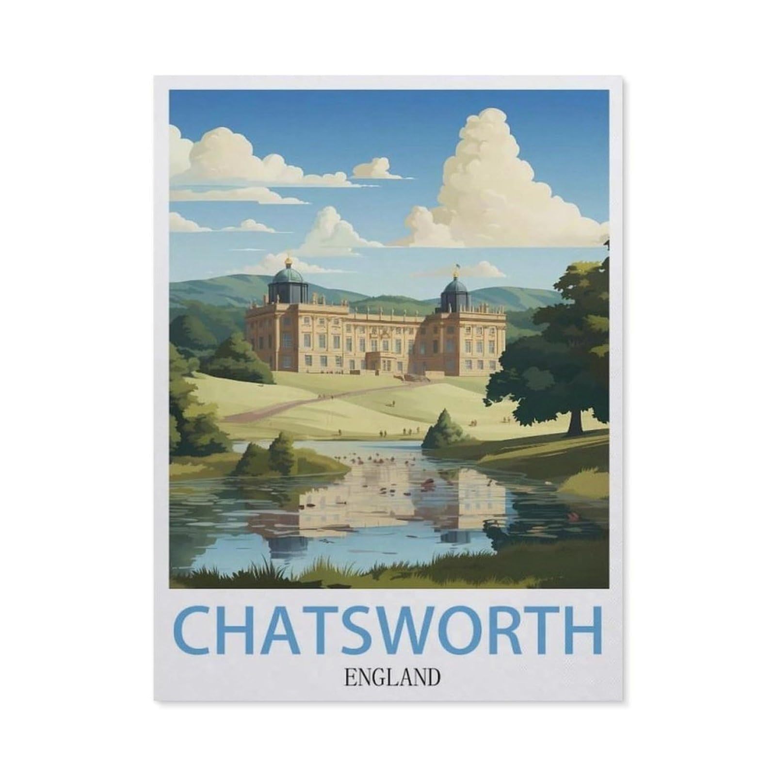 Jigsaw Puzzle 1000 Piece，Chatsworth England，Classic Puzzle DIY Kit Paper Toy Unique Gift Home Decor（38x26cm）-DJ75