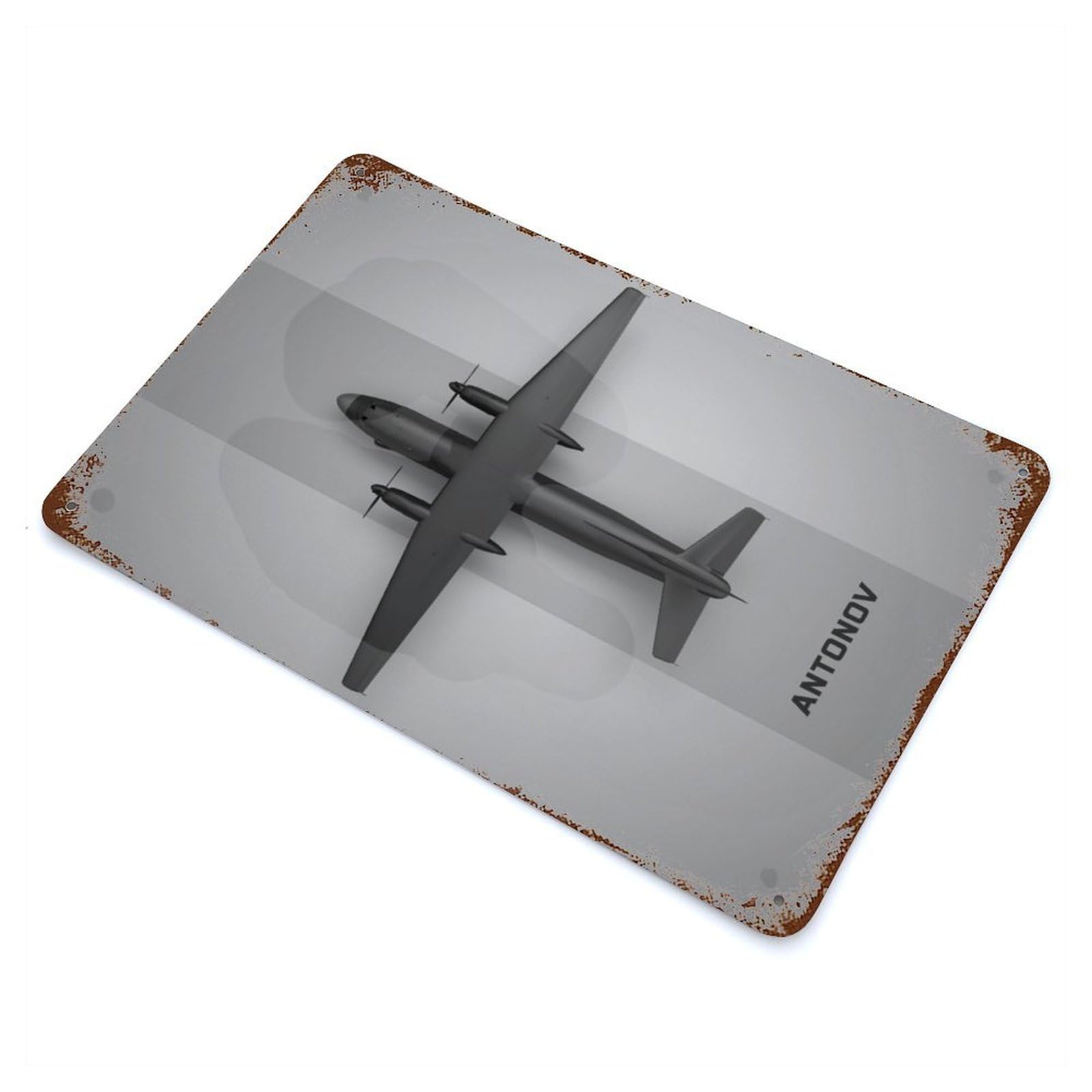 Antonov An26 11.8"x7.9" Aged Metal Wall Plaque, Retro Wall Decor for Farmhouse, Kitchen And Entryway Decor