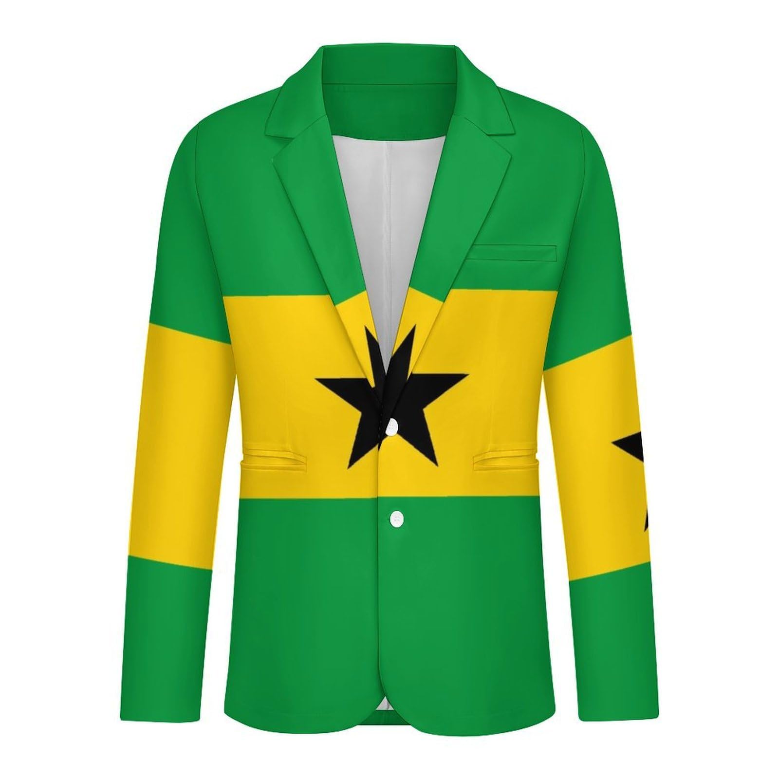 Blazer for Men Two Button Notched Lapel Suit Jacket Casual Party Business Jackets Sports Coats Slim Fit Oversize Blazer with São Tomé and Príncipe Flag Printed