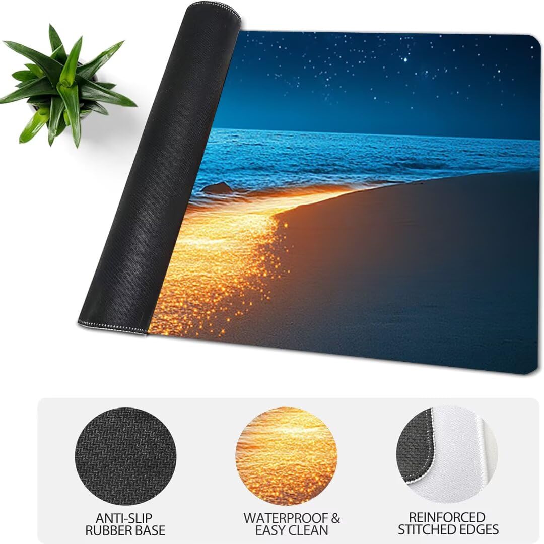 Podkładka pod mysz XXL plaża gwiaździste niebo, podkładka pod mysz XXL - 1200 x 600 x 3 mm - duża podkładka pod mysz, wodoodporna i antypoślizgowa, poprawia dokładność i szybkość. -42663
