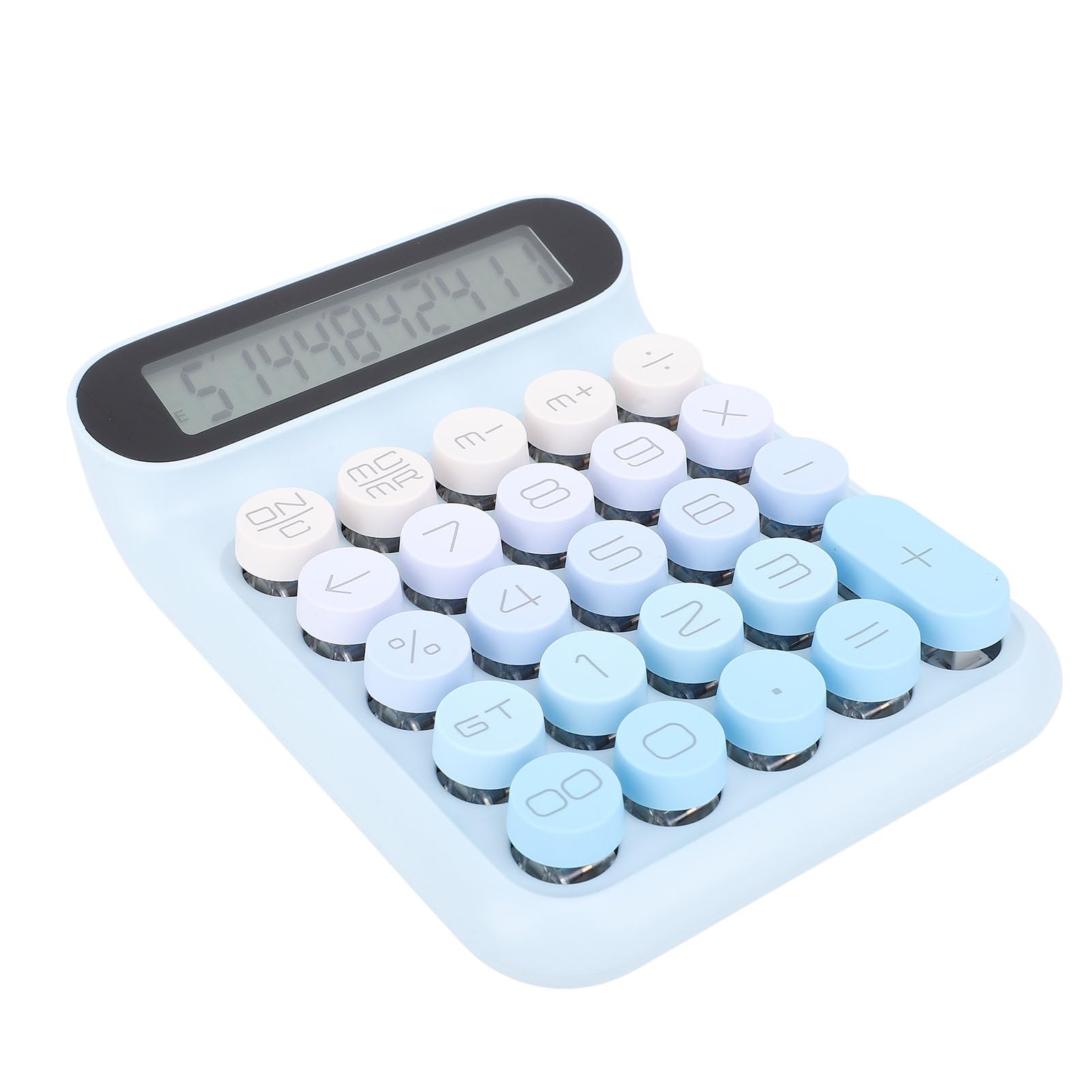 Calcolatrice a Commutazione Meccanica con Display LCD - 24 Tasti, Spegnimento Automatico, Ideale per Ufficio e Studenti (Blu)