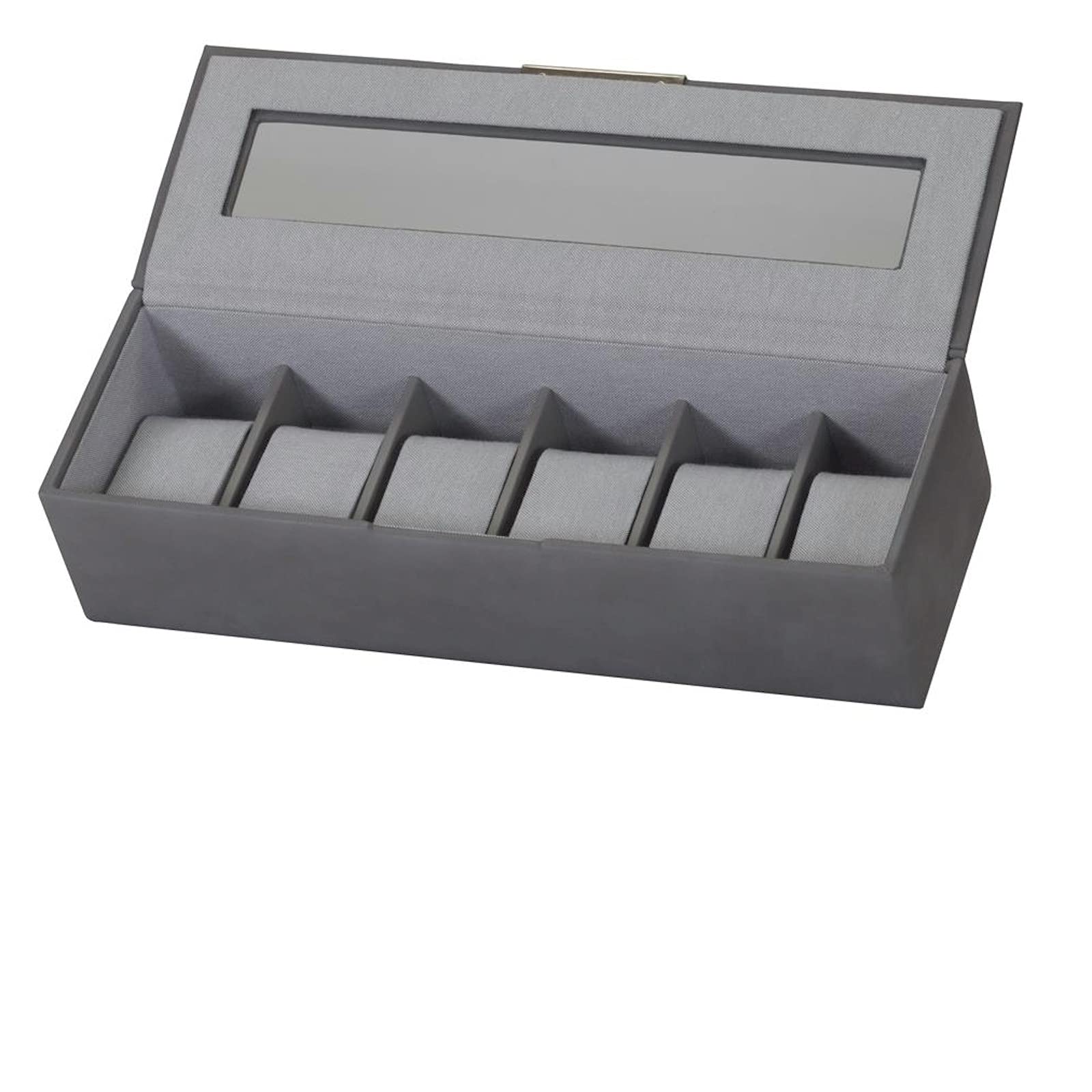 Mele And Co Men's White,Grey Sam Mid Grey Six Watch Box With Glass Lid - Boxed