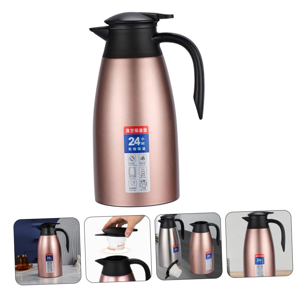 Isolierte Kaffeekanne Edelstahl 2L Thermoskanne mit Vakuum Doppelwand Großer Wasserkrug für Kaffee Tee Bpa Frei Langanhaltende Wärme für Zuhause und Büro