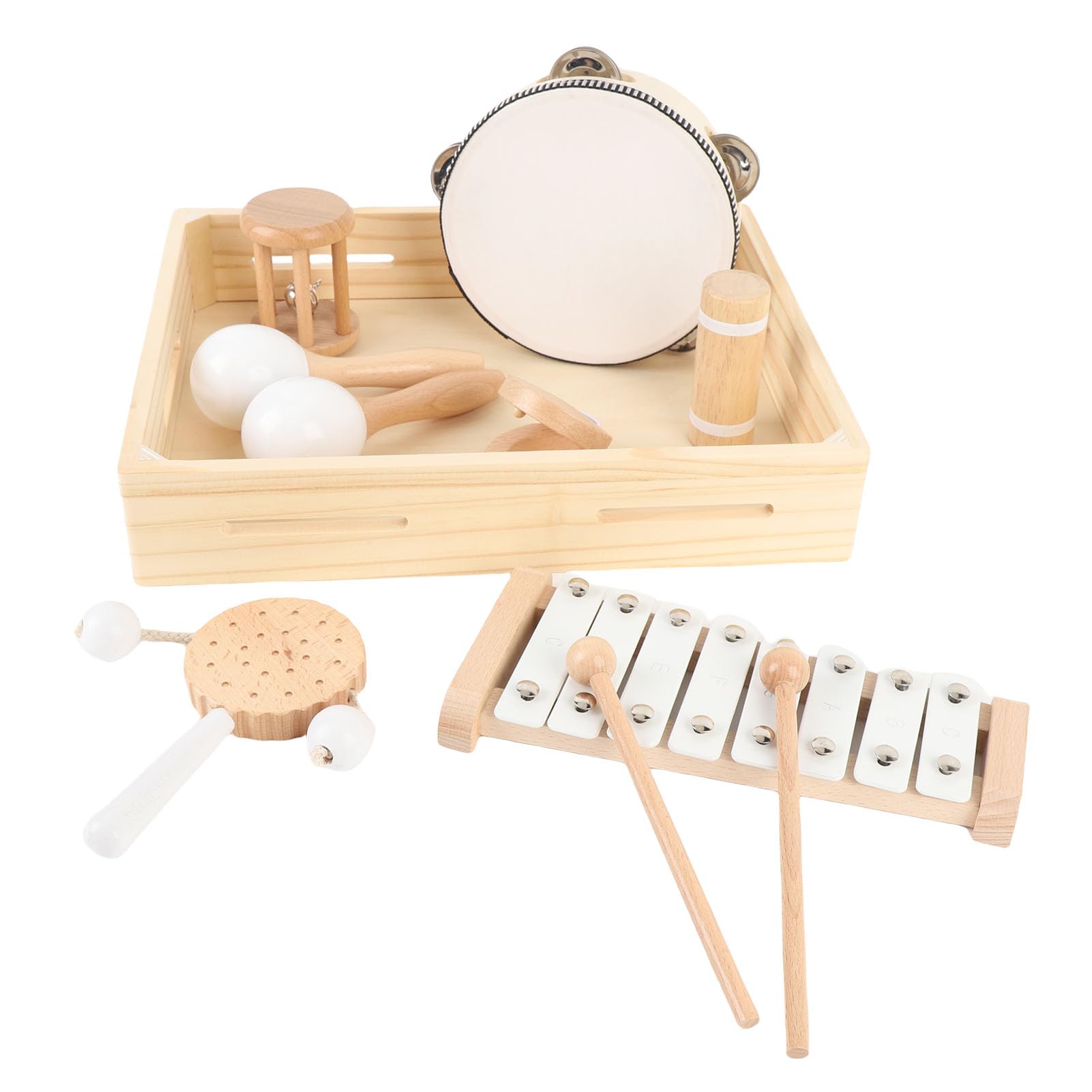 Generic Drewniany Zestaw Instrumentów Perkusyjnych Muzyczne Edukacyjne Zabawki Muzyczne dla Dzieci Małe Dzieci Wczesny Rozwój Muzyki ze Schowkiem