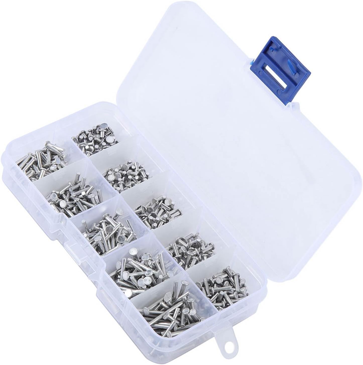 500pcs Solid Aluminum Rivets Flat Head 3mm-18mm Length M2 for Metal Wood Fastening Heavy Duty Rivet Set