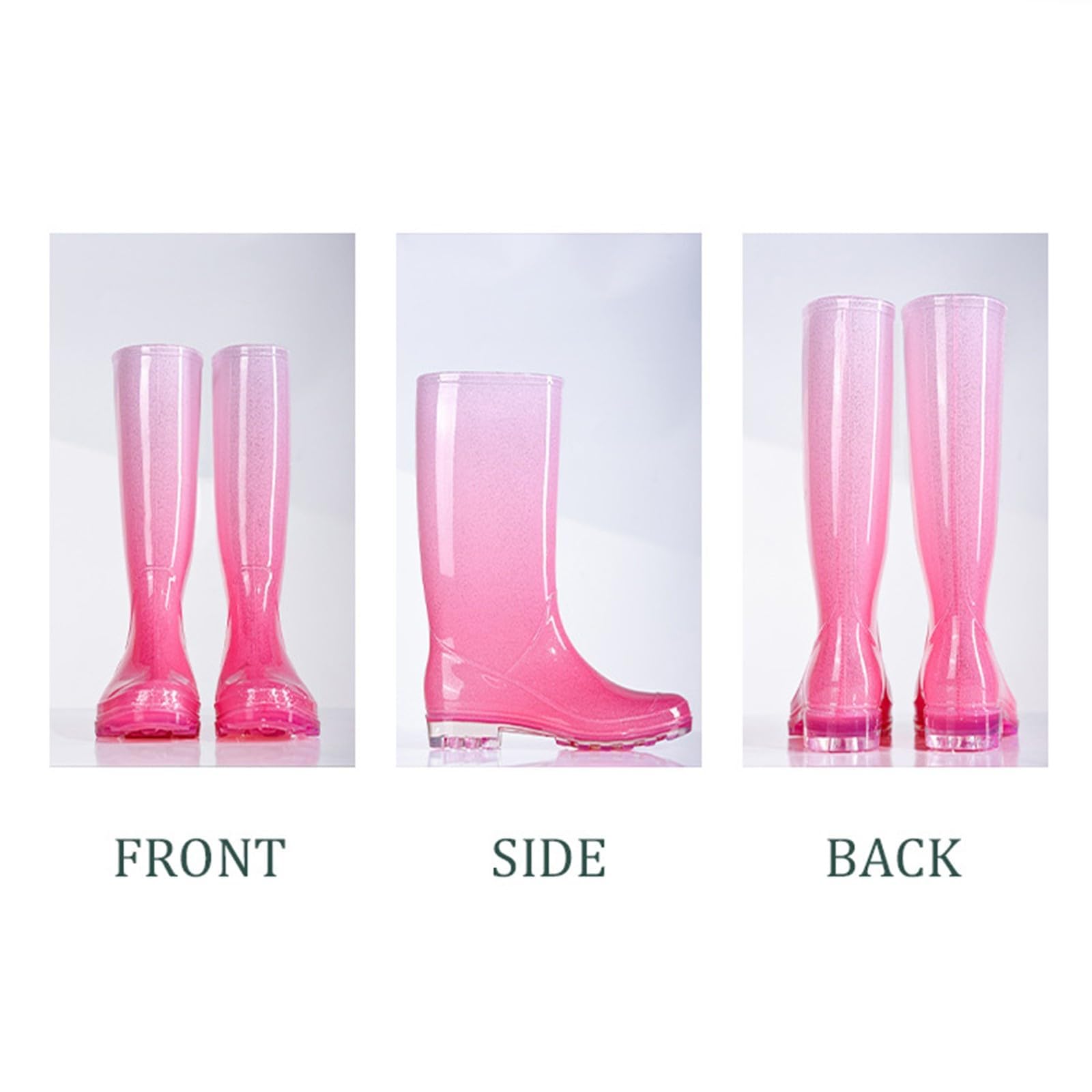 Generisch Gummistiefel Damen,Bunt rutschfest Regenschuhe,Wasserdicht Regenstiefel Damen Bequem Regenschuhe, Outdoor Hohe Regenstiefel, Wasserdicht Glitzer Gummistiefel