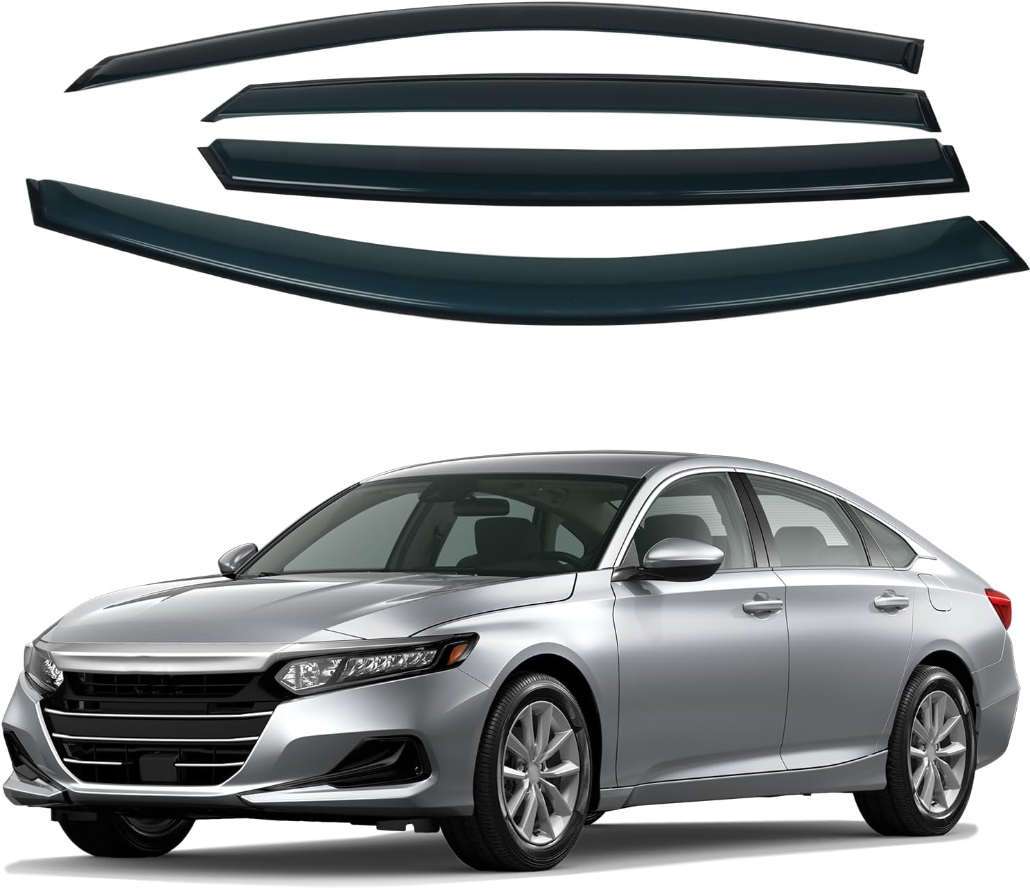4PCS Rain Guards Fits for Honda Accord 2018-2022 Sedan, 4-Door Window Visors, Tape-on Wind Deflector, Outside Mount Vent Shade Visors Rain Shields 2019 2020 2021