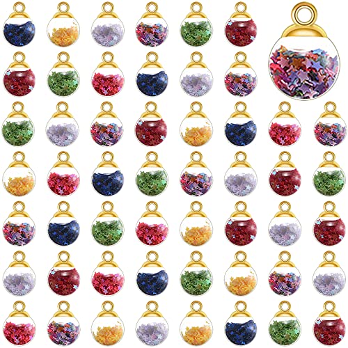 104Pcs Colorful Mixed Glass Ball With Stone Tiny Shiny Rhinestone Beads Pendant Craft Accessory Diy Necklace Bracelet Earring Craft Jewelry Making Supply 16Mm (A400) #TOP4