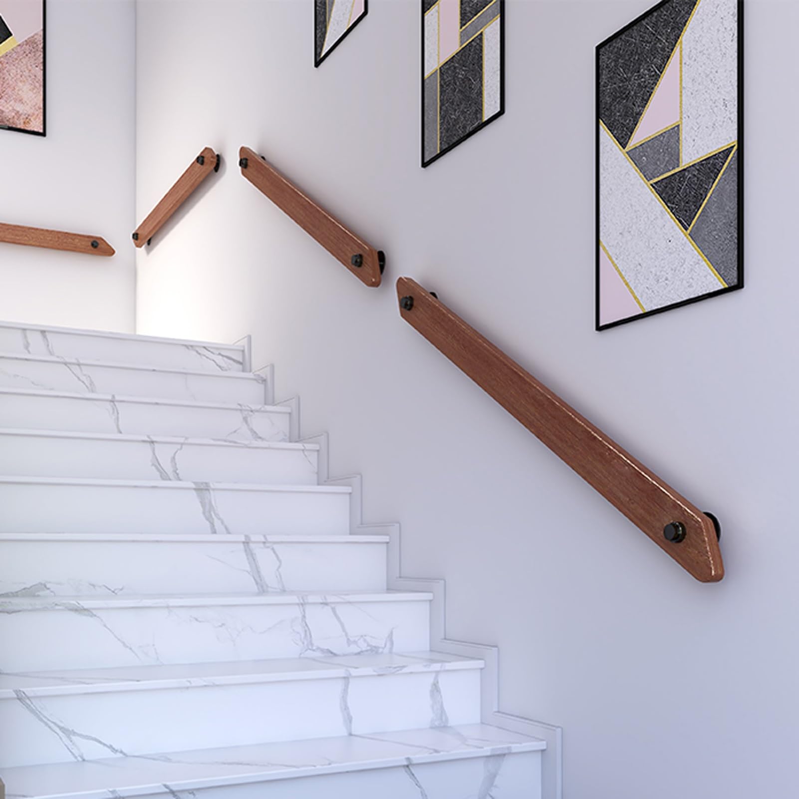 Barre d'appui murale en bois pour sécuriser le couloir et le loft