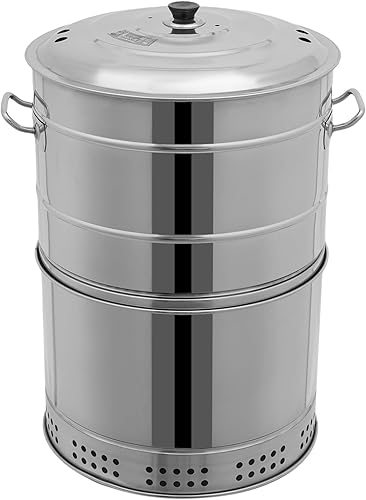 Parrillas de carbón portátiles grandes, barril de barbacoa de acero inoxidable, parrilla de barbacoa, barril de barbacoa al aire libre, con 50