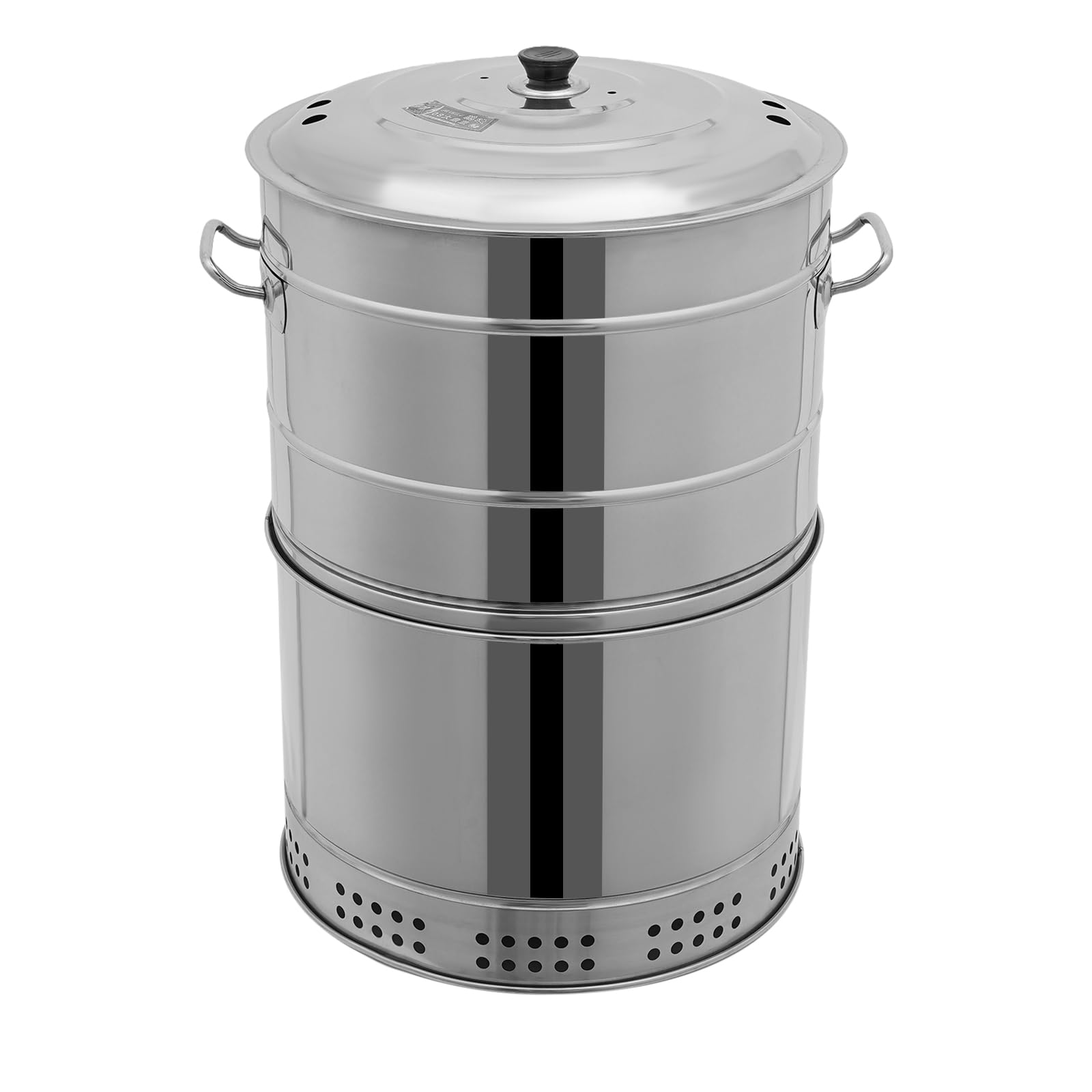 Przenośny grill na węgiel drzewny do 500 °C z funkcją grillowania 360° i zhijingiem, średnica 41 cm, cylindryczny grill wiszący ze stali nierdzewnej z 50 szpikulcami, ruszt do grillowania i akcesoria