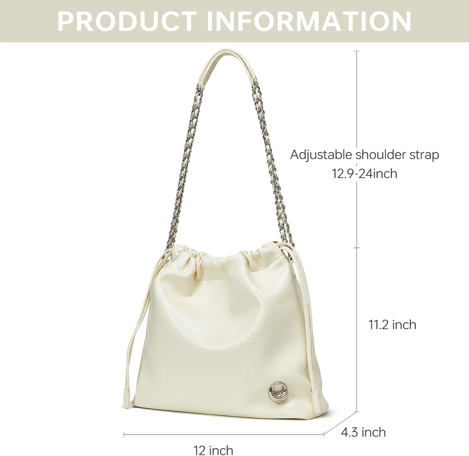 LA FESTIN Leather Tote Bag for Women-Stylish Purse with Chain Strap Luxury Soft Fashion Tote for Work - Image 2