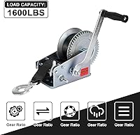 Vista 4 de Cabrestante de remolque de barco - Cabrestante manual de 3500 libras con manivela, correa de poliéster de 26 pies, cabrestante de remolque