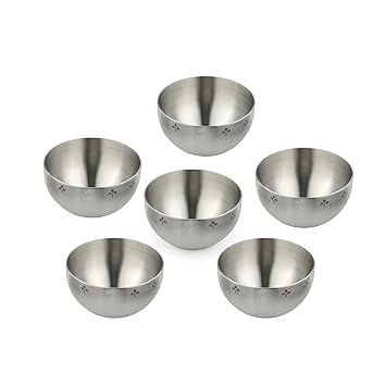ARTTDINOX Designer Stainless Steel Katori Set of 6 | Luxury Gift Collection | Multipurpose Vati and Bowl | Dishwasher Safe | Dinnerware & Tableware | Zenith Series | by Jindal