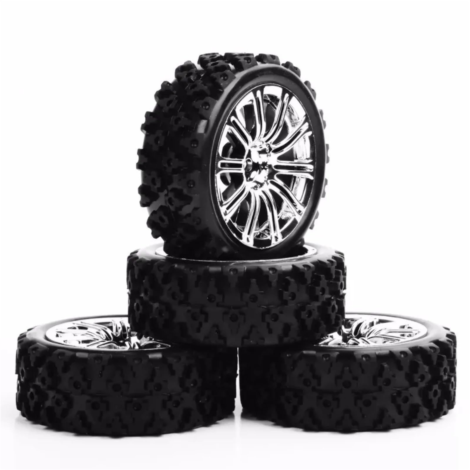 RC NeumáTicos para HSP para HPI para Racing 1/10 Escala 4 Uds Neumáticos para Rally Llanta Rueda con Compensación 6mm Modelo Coche RC Hexagonales 12mm Reemplazar Modificado