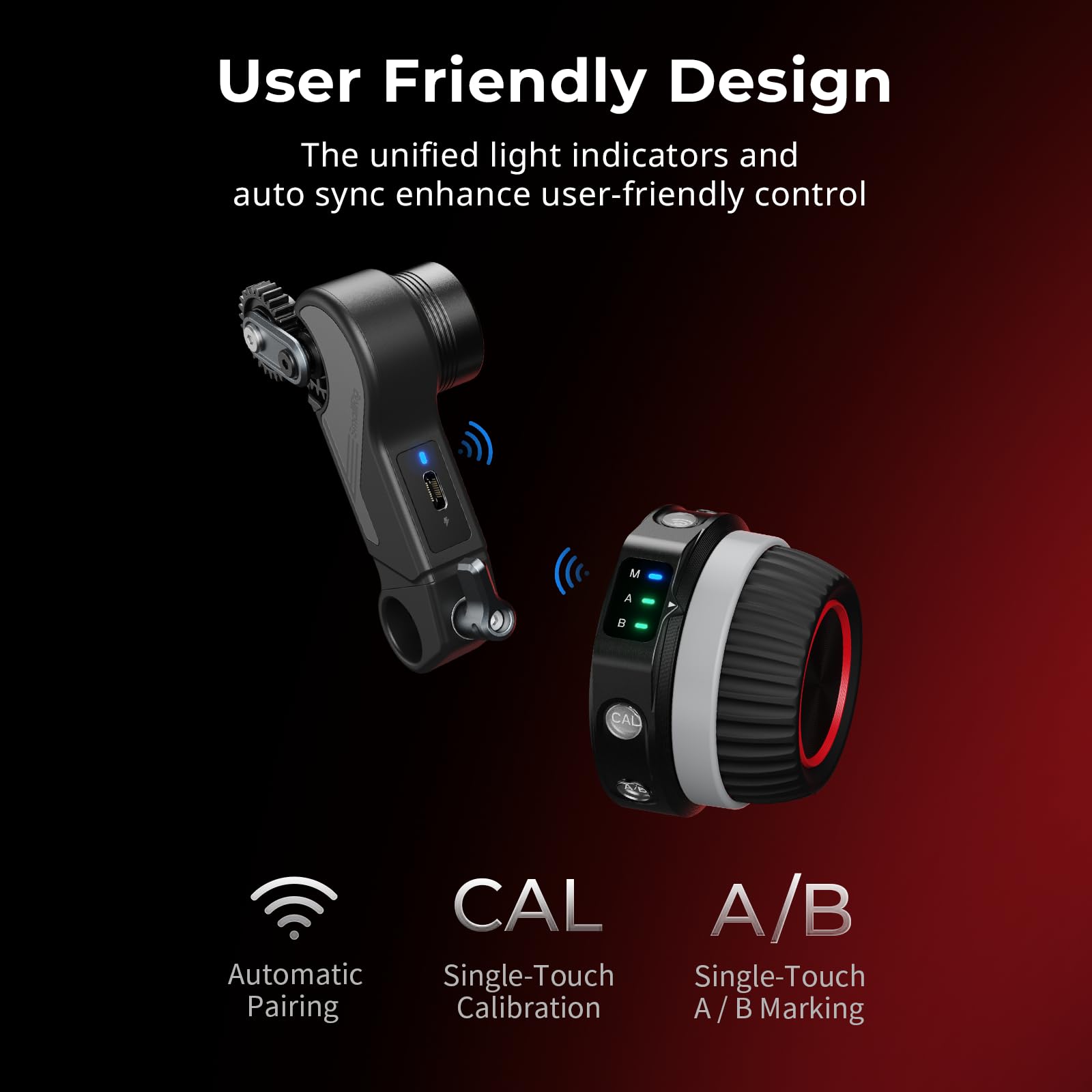 SMALLRIG Wireless Follow Focus Kit (Lite) with Handwheel Controller & Receiver Motor, A/B Stops & 15mm Rod Clamp - Image 4