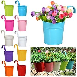 Yaheetech 10 x bloempot, balkonpot, hangpot, tuindecoratie, leuningpot, bloemenhanger om op te hangen