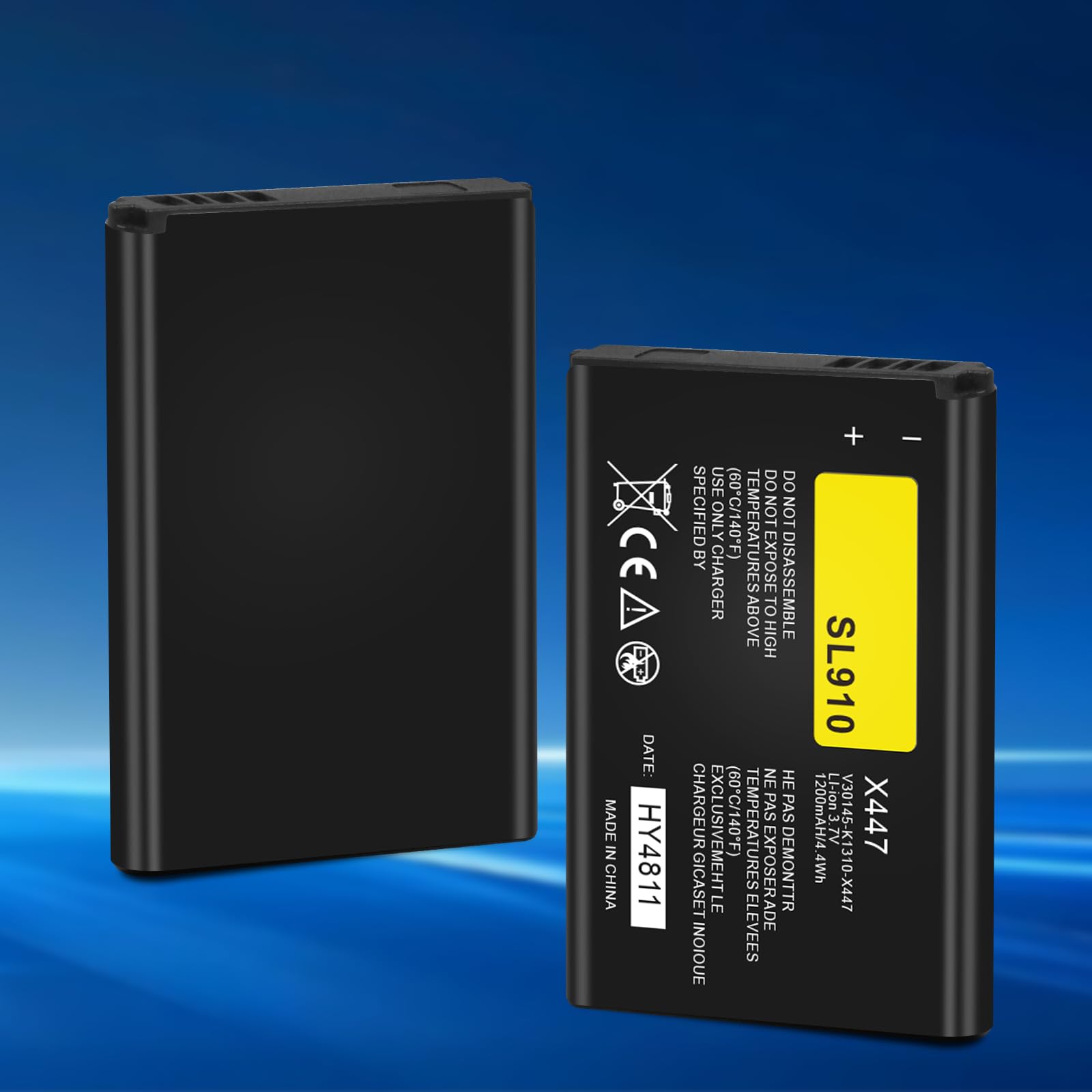 Lot de 2 batteries de rechange Li-ion 3,7 V 1200 mAh pour Siemens Gigaset SL910 SL910A SL910H compatible avec V30145-K1310K-X447 V30145-K1310-X447 V30145-K1310K-X447-00 - HY