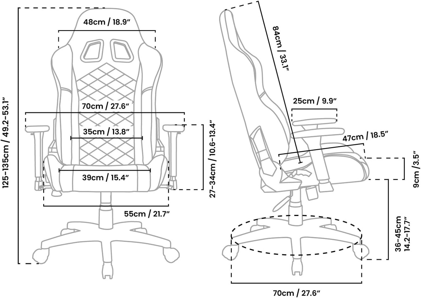 Front view of the assembled Arozzi Avanti chair