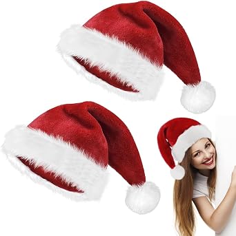 MGahyi Christmas Hat,Santa Hats for Adults Men Women Xmas Hat Christmas New Year Party Decorations and Supplies Red Green