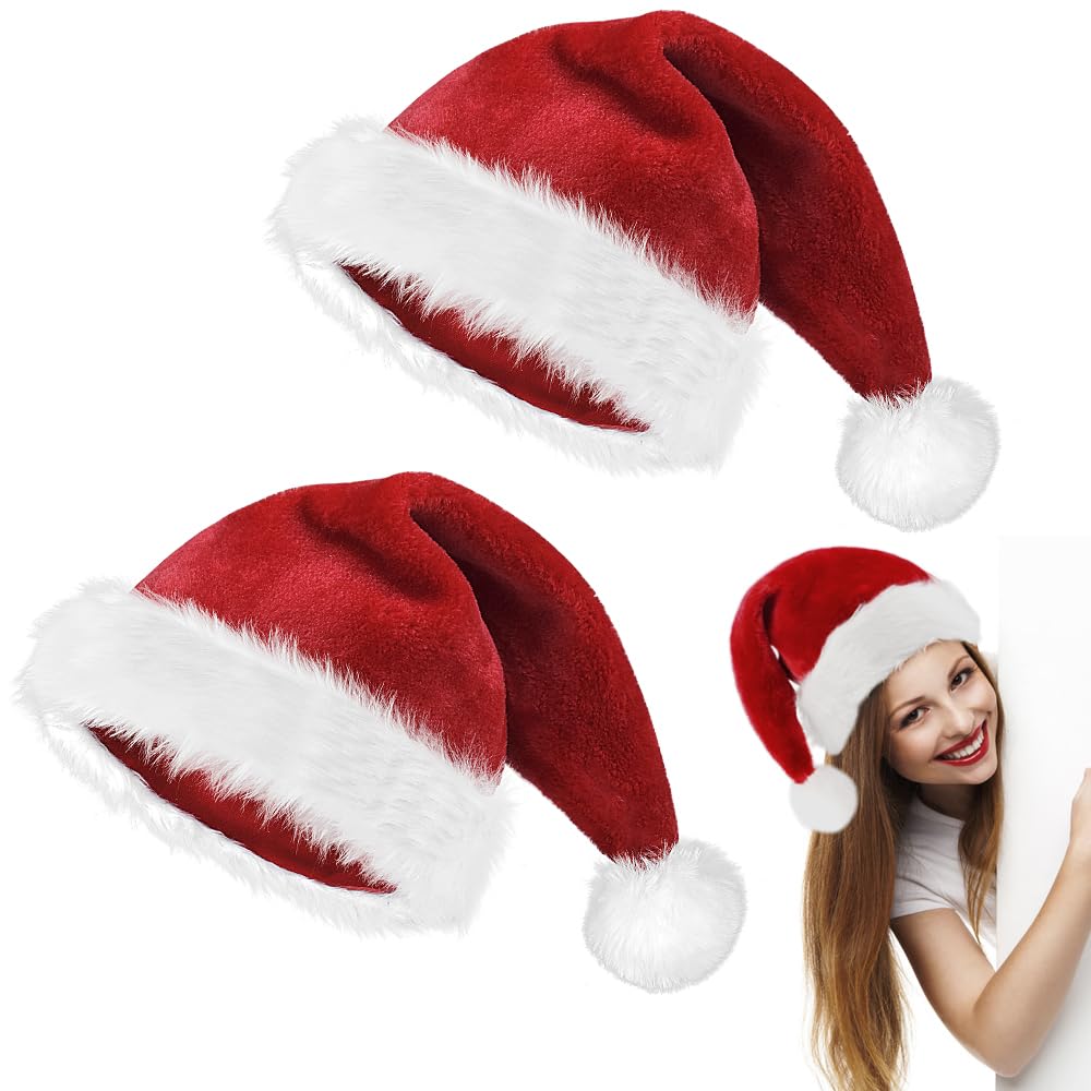 MGahyi Christmas Hat,Santa Hats for Adults Men Women Xmas Hat Christmas New Year Party Decorations and Supplies Red Green
