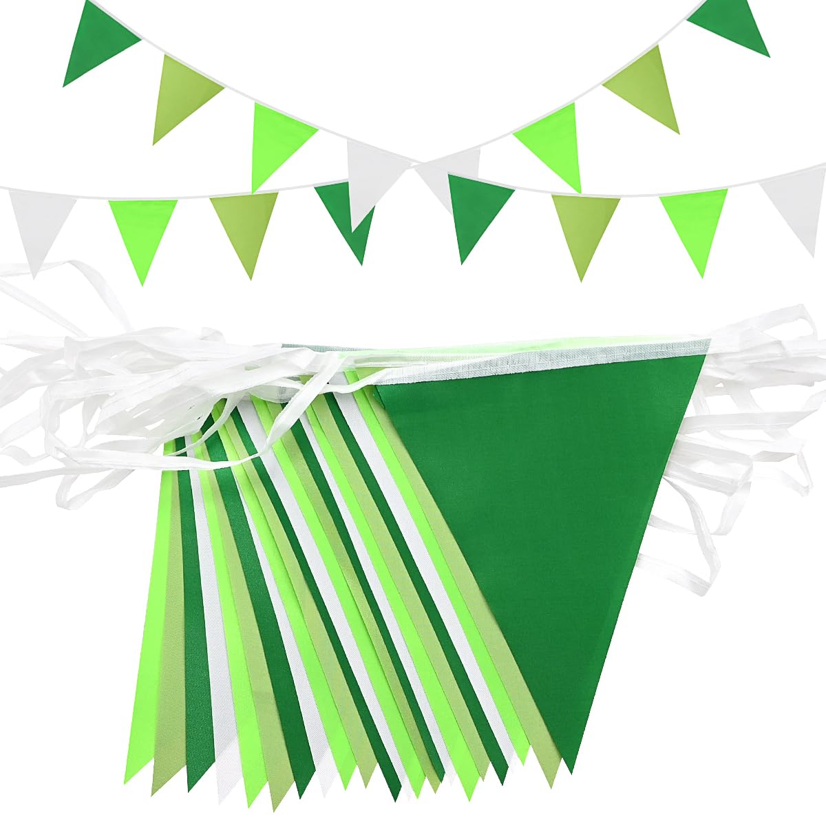 Wimpelkette Zum 40. Geburtstag – 3x Banner In Salbeigrün, Je 12 Flaggen, Für Innen & Außen