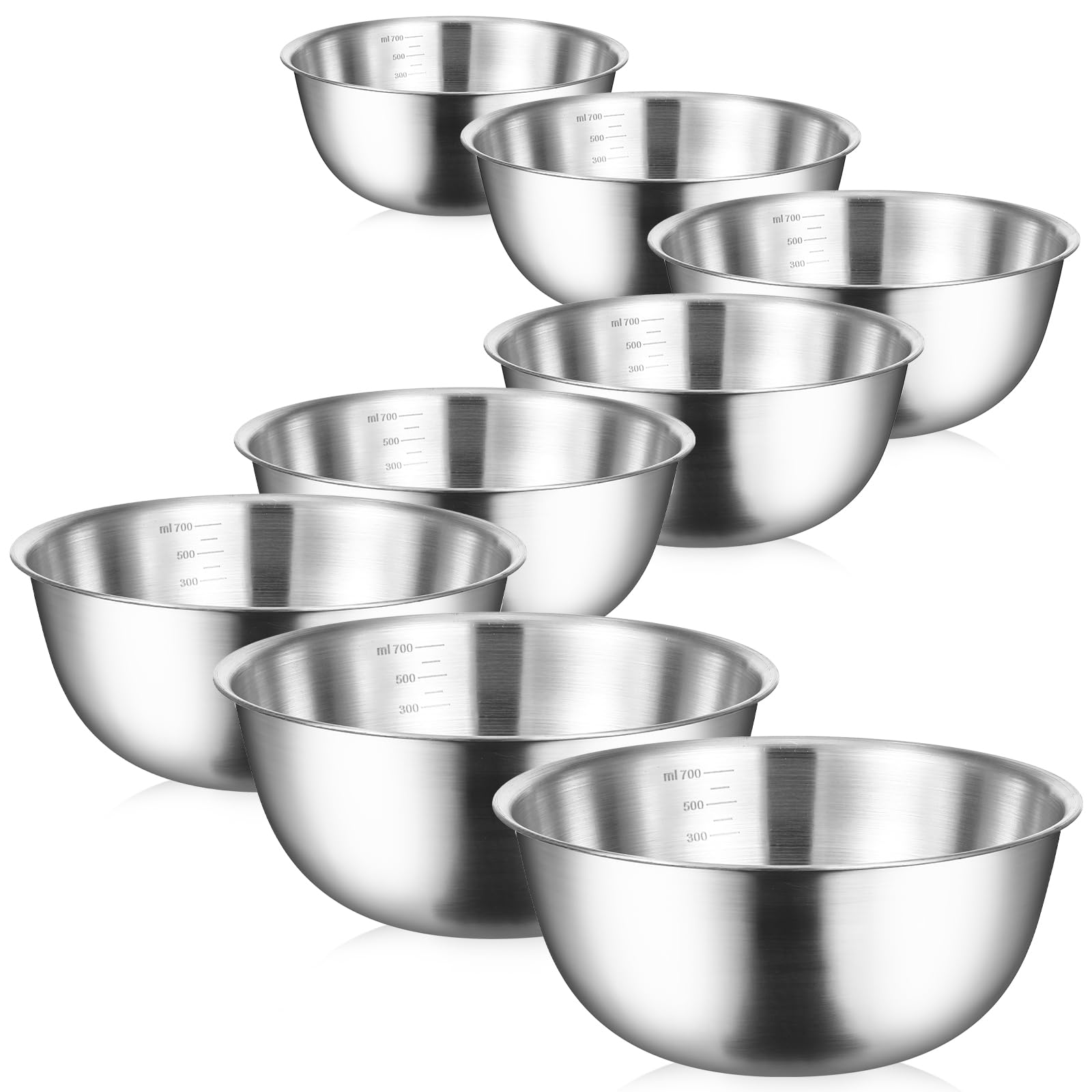 Cuencos de acero inoxidable 304 de metal, ligeros, irrompibles, no tóxicos, aptos para lavavajillas, sin BPA y saludables (paquete de 8, 28 onzas)
