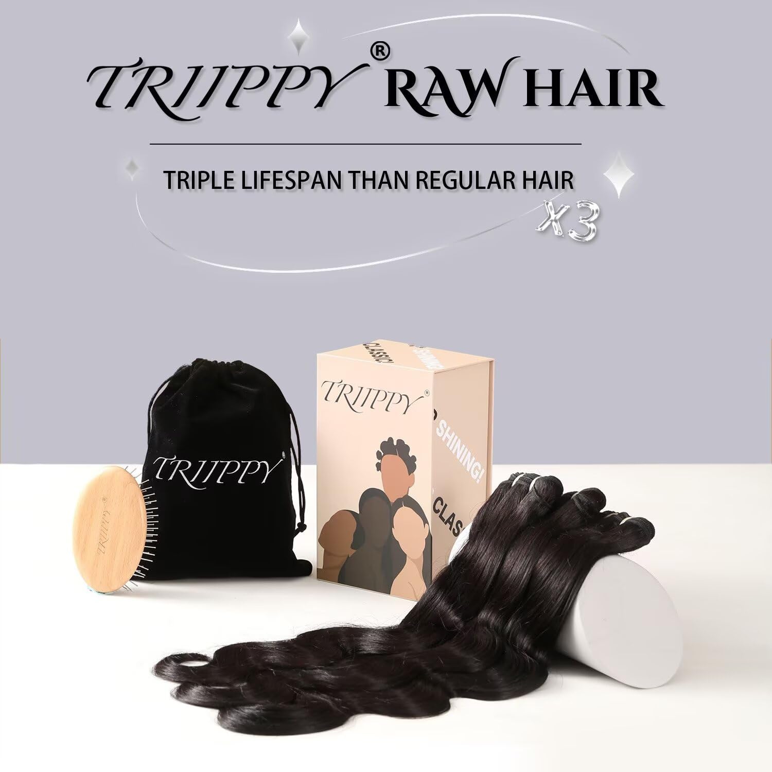 TRIIPPY Raw Cambodian Hair Clip in Hair Extensions,Triple Lifespan than Regular Virgin Hair,Keep Texture And Smooth after Long Time Used,100% Raw Hair Body Wave 18 Inch 8-pcs 120g Nature Black