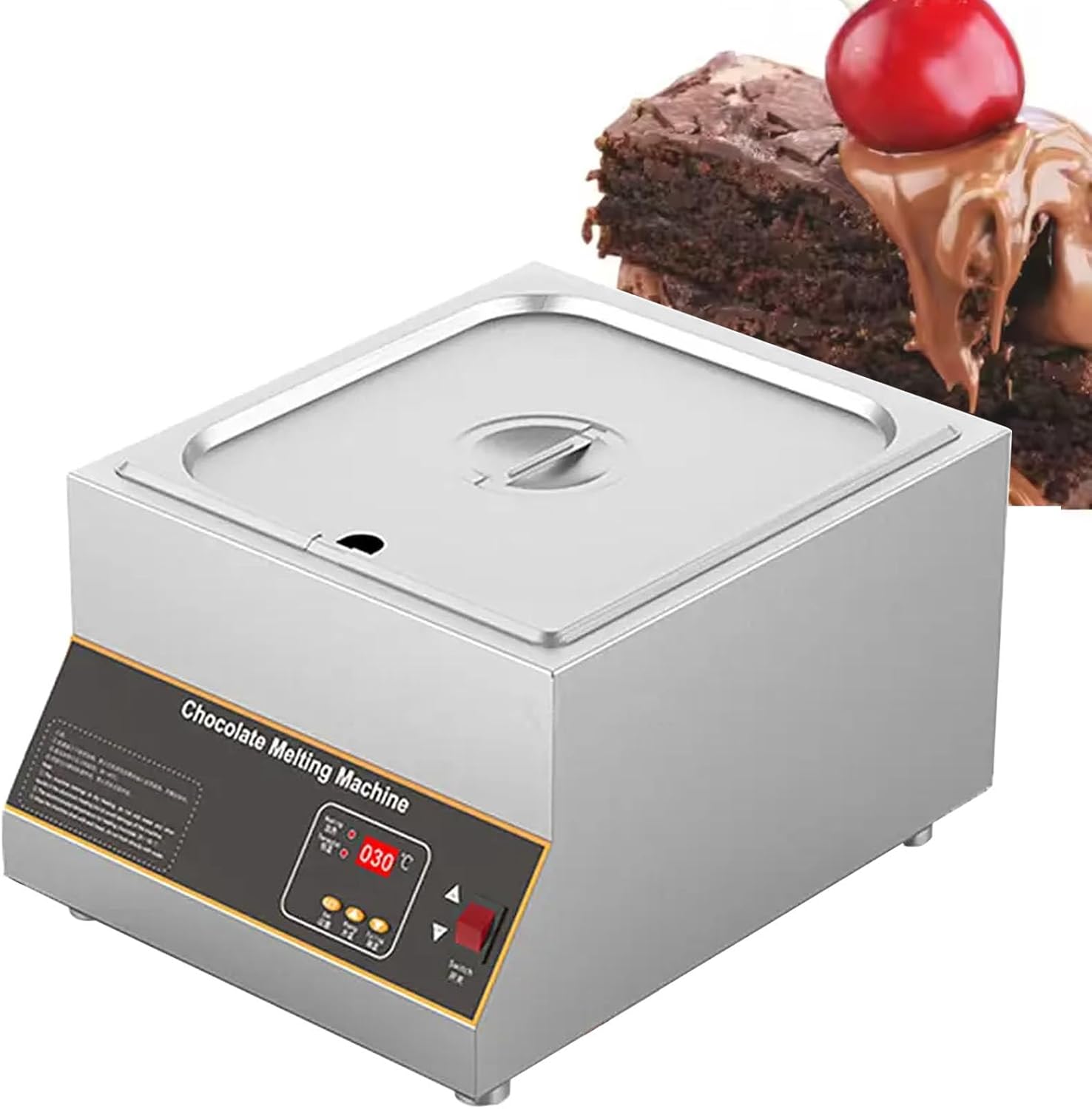 Chocolate Melting Machine, Chocolate Tempering Pot 500W, Electric Chocolate Melter Fondue, Commercial Food Warmer, for Chocolate Milk Coffee Cheese Soup,110v-1Tank