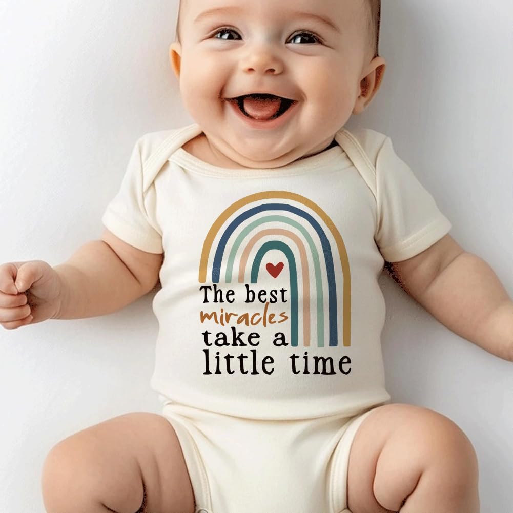 hrcfbk Newborn Infant Baby Boys Girls Bodysuit Short Sleeve Funny Letters Print Romper Reveal Pregnancy Announcement Clothes