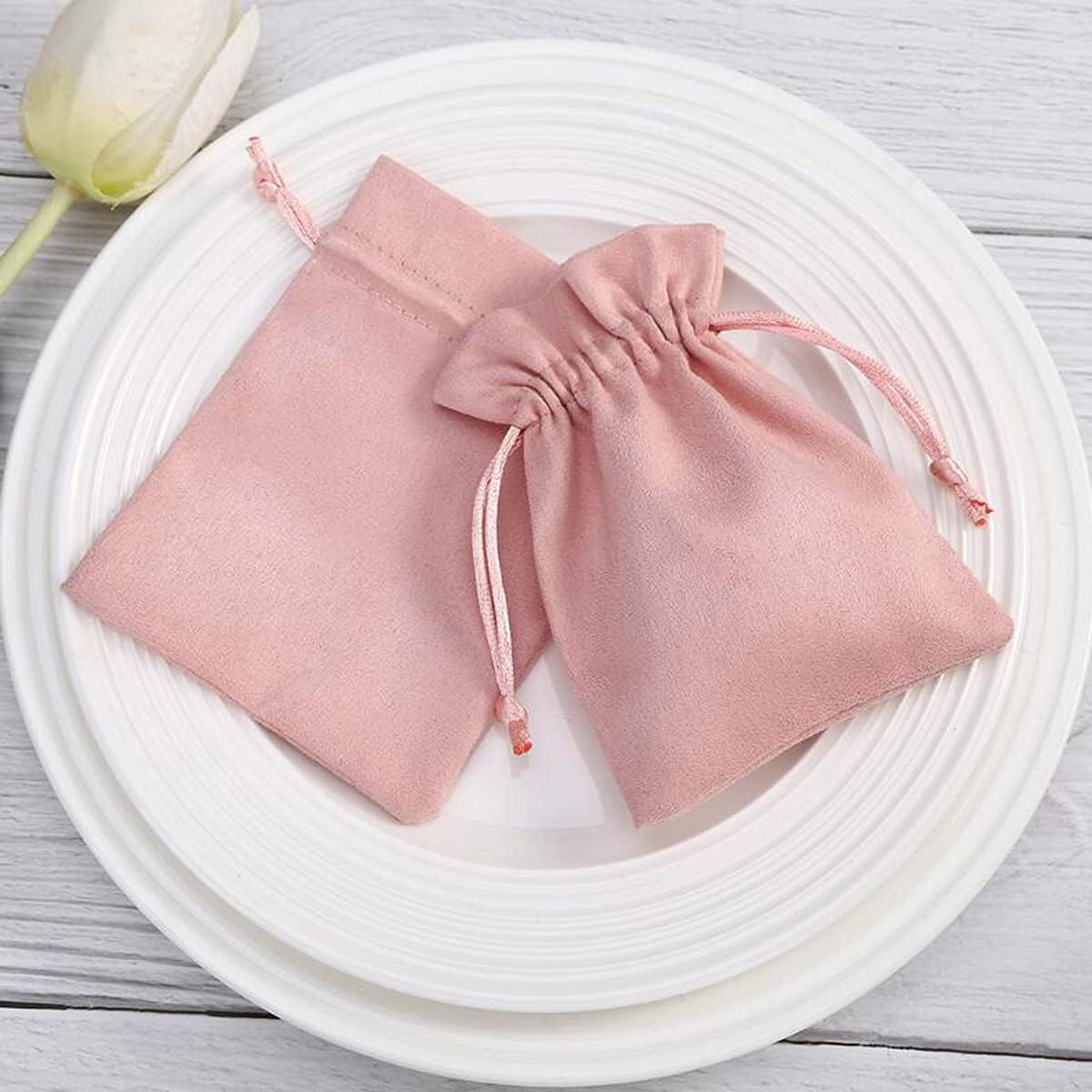 30 Pcs Pink Velvet Drawstring Bags Jewelry Pouches Jewelry Gift Bags Pouches Wedding Favors,2.8x3.5 inch - Image 4