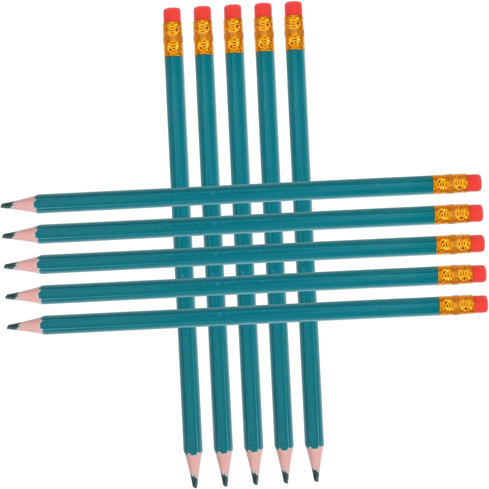 12pcs Wooden Erasable Pencils Set Eraser Tops, Pre-sharpened Red Coloring Pencils for Test Scoring, Map Checking and Office Use