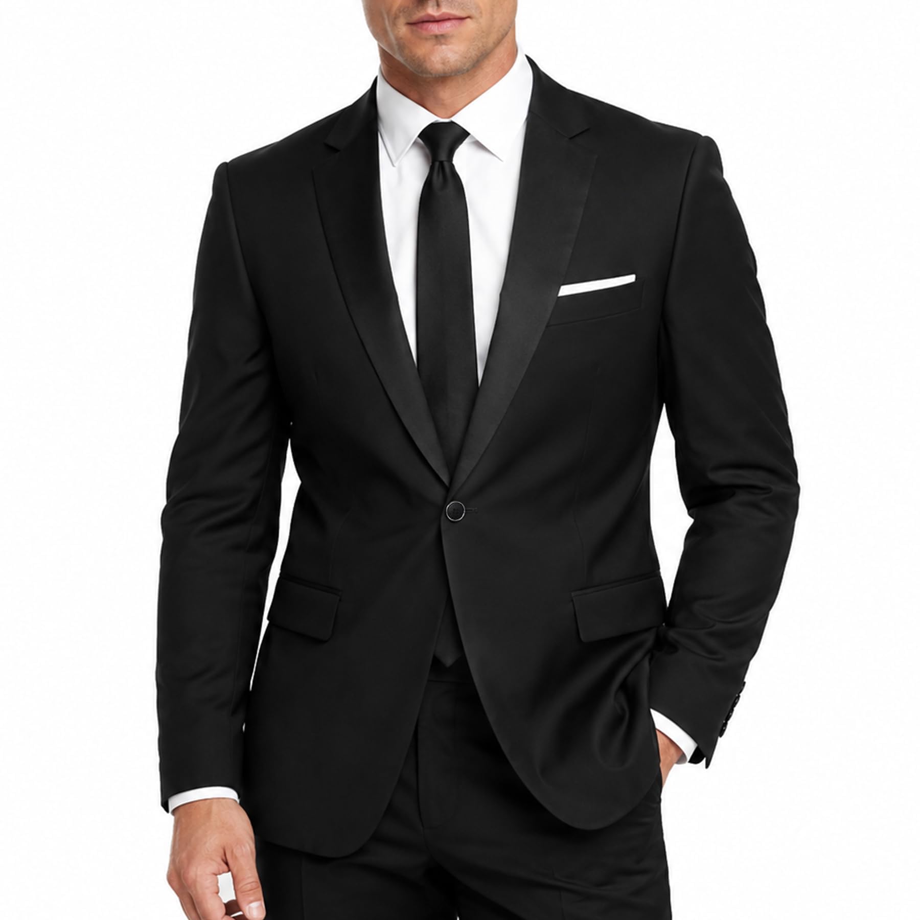 Allthemen Men's Black Allthe Casual Blazer Slim Fit Formal Business Suit Jackets One Button Single Breasted Tuxedo Jacket Smart Blazer S